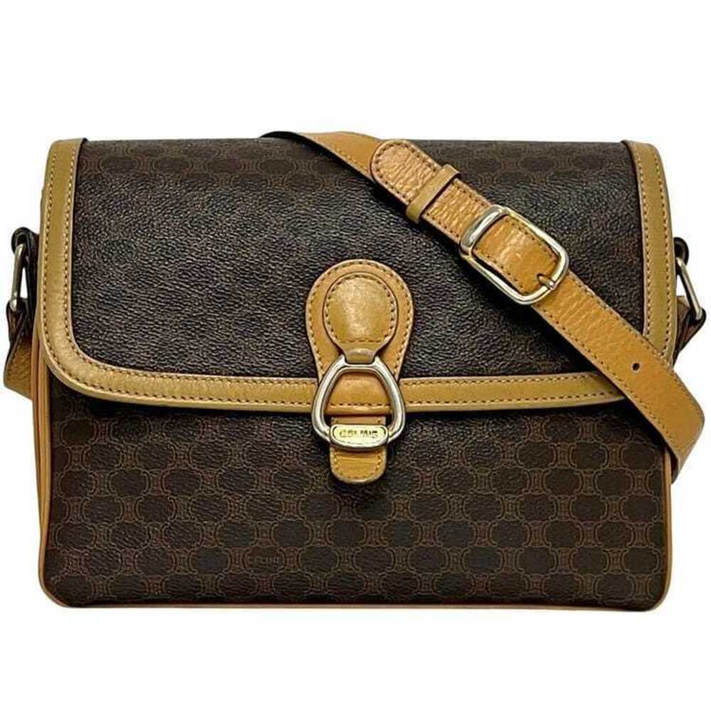 Celine Shoulder Bag Brown Macadam Crossbody Flap Logo All over Handbag